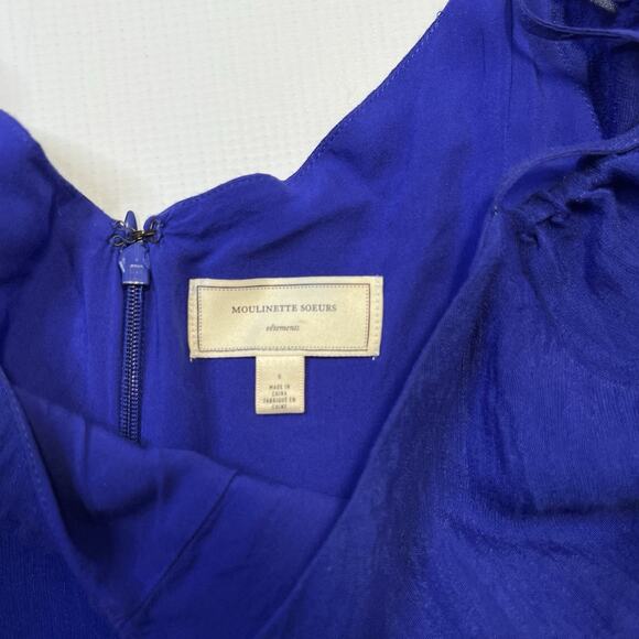 Moulinette Soeurs Carina Dress Small Off the Shoulder Blue Purple Anthropologie - Picture 13 of 15